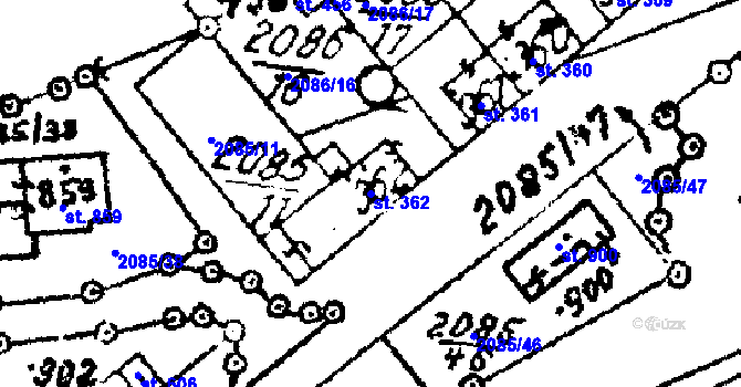 Parcela st. 362 v KÚ Luleč, Katastrální mapa