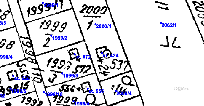 Parcela st. 424 v KÚ Luleč, Katastrální mapa