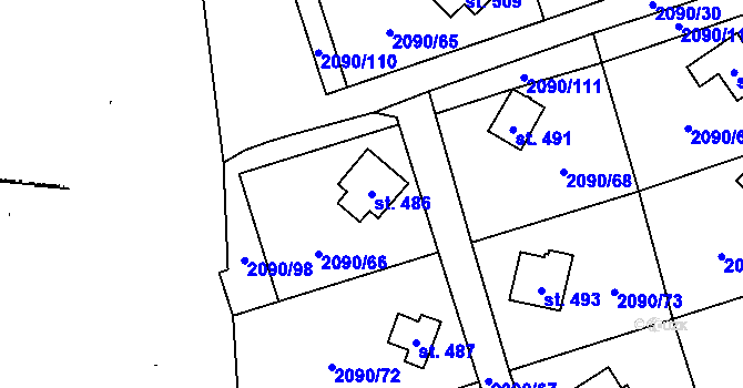 Parcela st. 486 v KÚ Luleč, Katastrální mapa