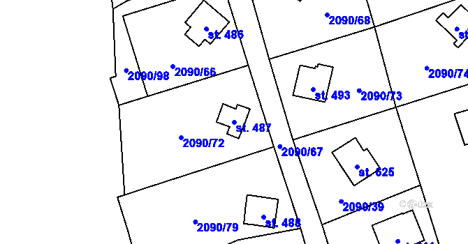 Parcela st. 487 v KÚ Luleč, Katastrální mapa