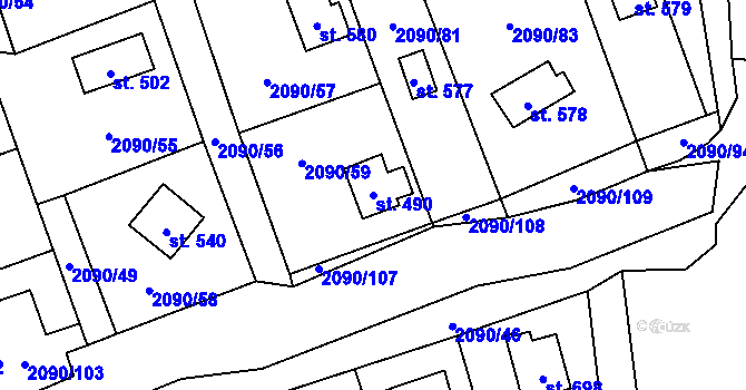 Parcela st. 490 v KÚ Luleč, Katastrální mapa