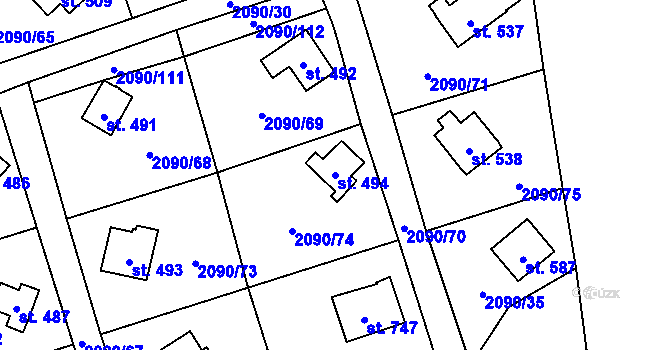 Parcela st. 494 v KÚ Luleč, Katastrální mapa