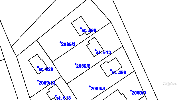Parcela st. 513 v KÚ Luleč, Katastrální mapa