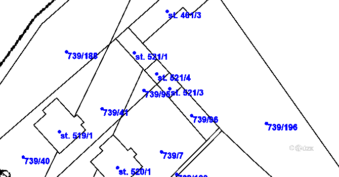 Parcela st. 521/3 v KÚ Luleč, Katastrální mapa