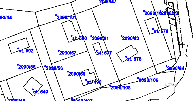 Parcela st. 577 v KÚ Luleč, Katastrální mapa