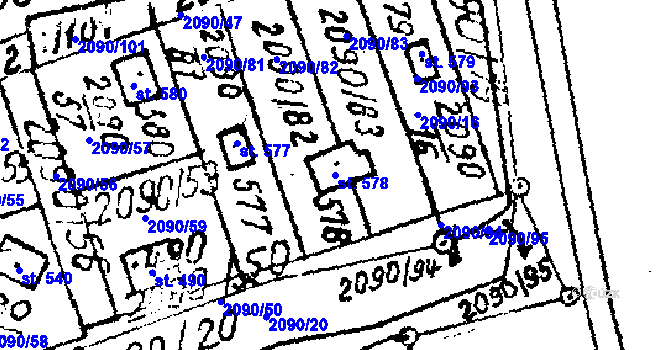 Parcela st. 578 v KÚ Luleč, Katastrální mapa