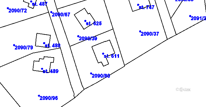 Parcela st. 611 v KÚ Luleč, Katastrální mapa