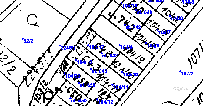 Parcela st. 642 v KÚ Luleč, Katastrální mapa