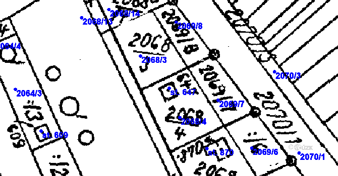 Parcela st. 647 v KÚ Luleč, Katastrální mapa