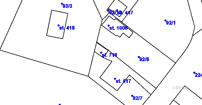Parcela st. 718 v KÚ Luleč, Katastrální mapa