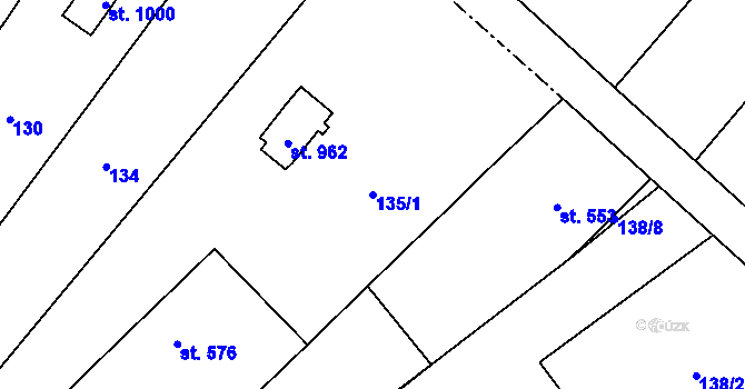 Parcela st. 135/1 v KÚ Luleč, Katastrální mapa