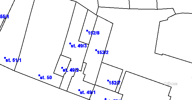 Parcela st. 152/2 v KÚ Luleč, Katastrální mapa
