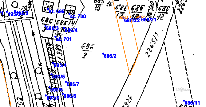 Parcela st. 686/2 v KÚ Luleč, Katastrální mapa