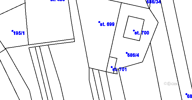 Parcela st. 686/3 v KÚ Luleč, Katastrální mapa