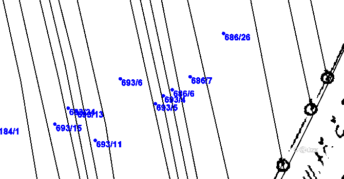 Parcela st. 686/6 v KÚ Luleč, Katastrální mapa