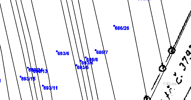 Parcela st. 686/7 v KÚ Luleč, Katastrální mapa