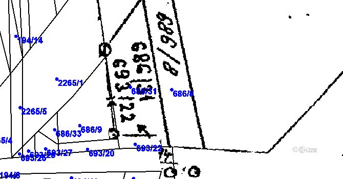Parcela st. 686/8 v KÚ Luleč, Katastrální mapa