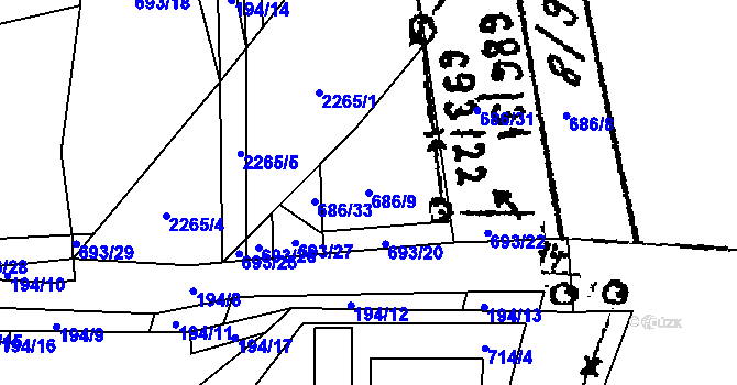 Parcela st. 686/9 v KÚ Luleč, Katastrální mapa