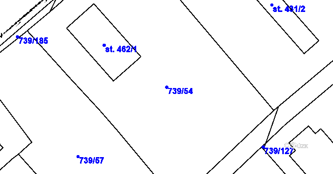 Parcela st. 739/54 v KÚ Luleč, Katastrální mapa