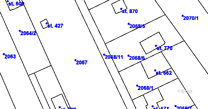 Parcela st. 2068/11 v KÚ Luleč, Katastrální mapa