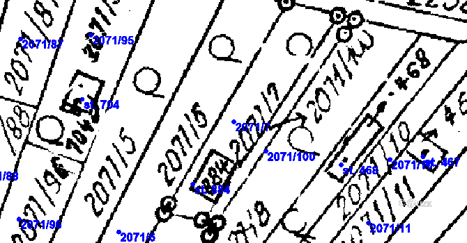 Parcela st. 2071/7 v KÚ Luleč, Katastrální mapa