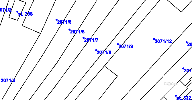 Parcela st. 2071/8 v KÚ Luleč, Katastrální mapa