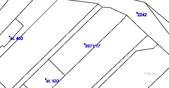 Parcela st. 2071/17 v KÚ Luleč, Katastrální mapa