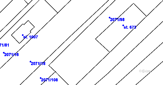 Parcela st. 2071/22 v KÚ Luleč, Katastrální mapa