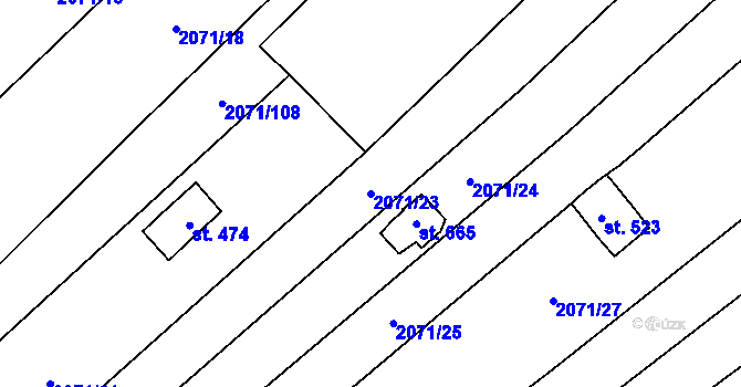 Parcela st. 2071/23 v KÚ Luleč, Katastrální mapa