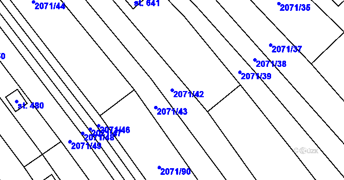Parcela st. 2071/42 v KÚ Luleč, Katastrální mapa