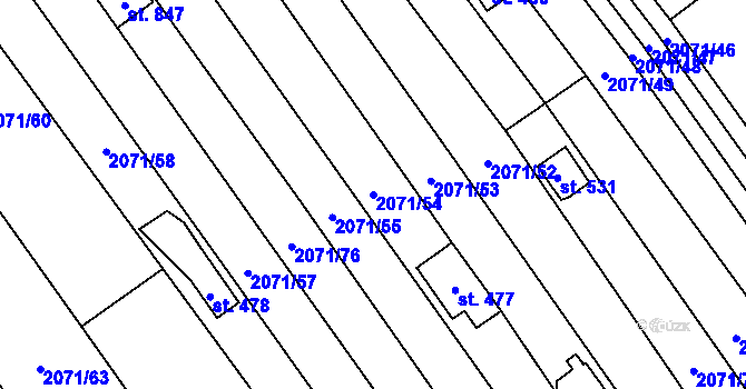 Parcela st. 2071/54 v KÚ Luleč, Katastrální mapa