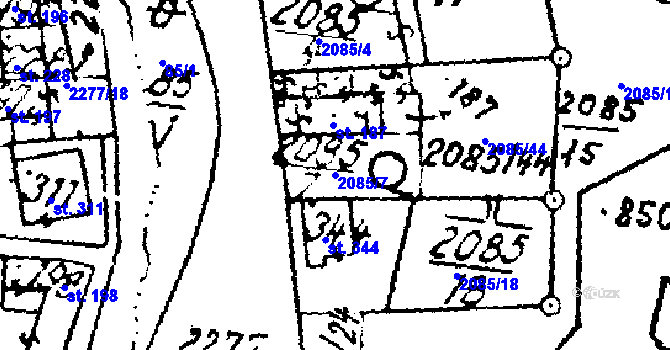 Parcela st. 2085/7 v KÚ Luleč, Katastrální mapa