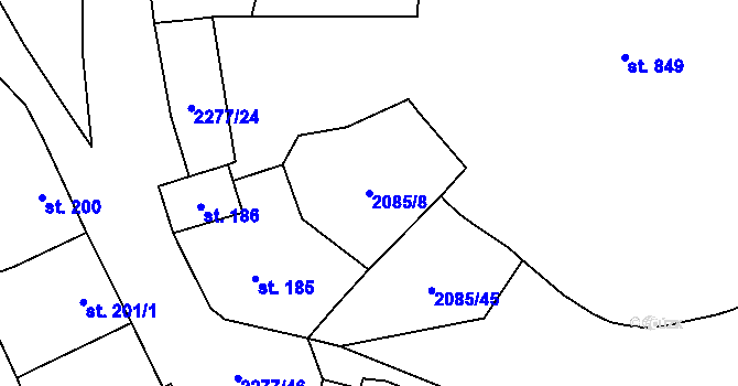 Parcela st. 2085/8 v KÚ Luleč, Katastrální mapa