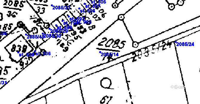 Parcela st. 2085/14 v KÚ Luleč, Katastrální mapa