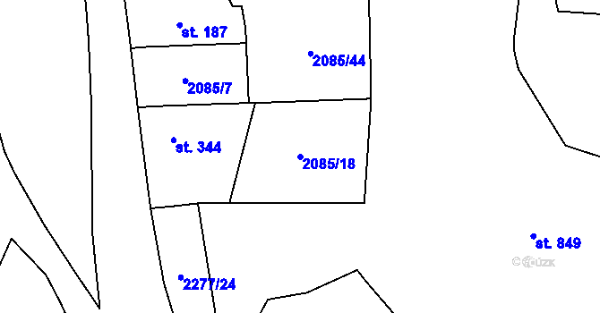 Parcela st. 2085/18 v KÚ Luleč, Katastrální mapa