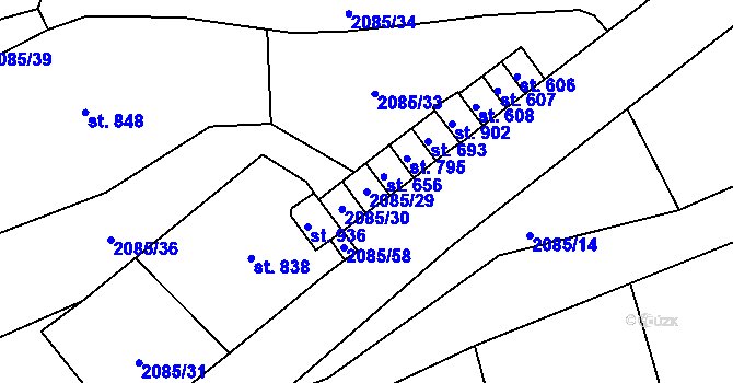 Parcela st. 2085/29 v KÚ Luleč, Katastrální mapa