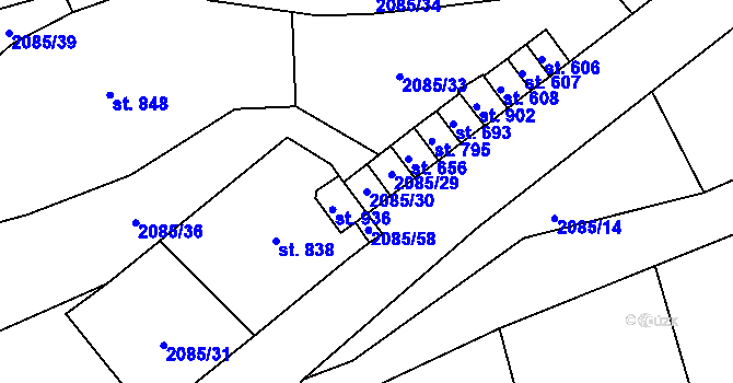 Parcela st. 2085/30 v KÚ Luleč, Katastrální mapa