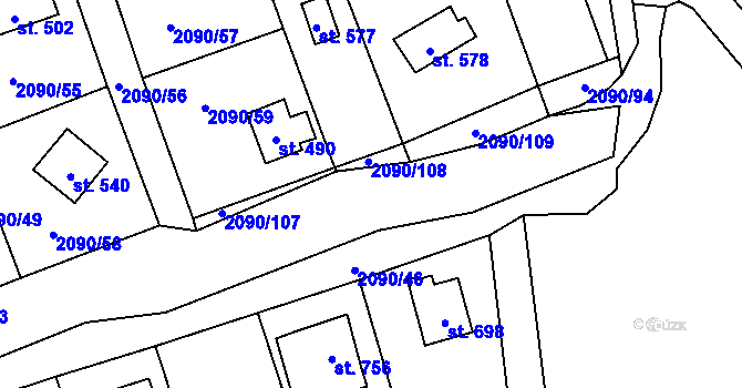 Parcela st. 2090/20 v KÚ Luleč, Katastrální mapa