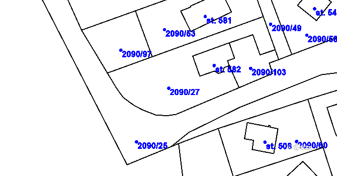 Parcela st. 2090/27 v KÚ Luleč, Katastrální mapa
