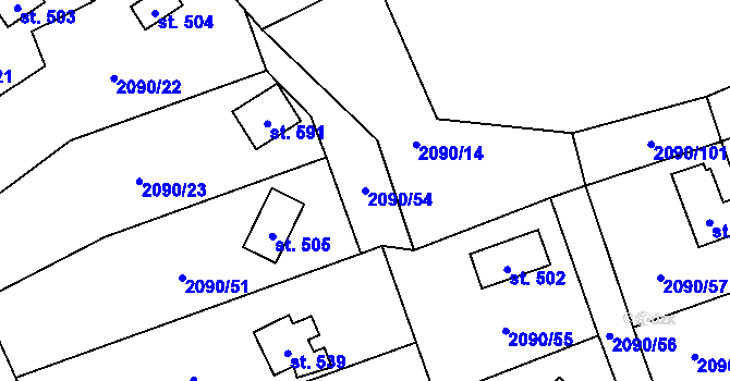 Parcela st. 2090/54 v KÚ Luleč, Katastrální mapa