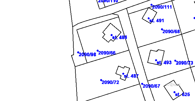 Parcela st. 2090/66 v KÚ Luleč, Katastrální mapa