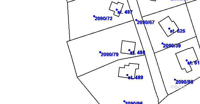 Parcela st. 2090/79 v KÚ Luleč, Katastrální mapa