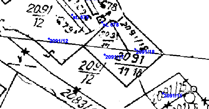 Parcela st. 2091/17 v KÚ Luleč, Katastrální mapa