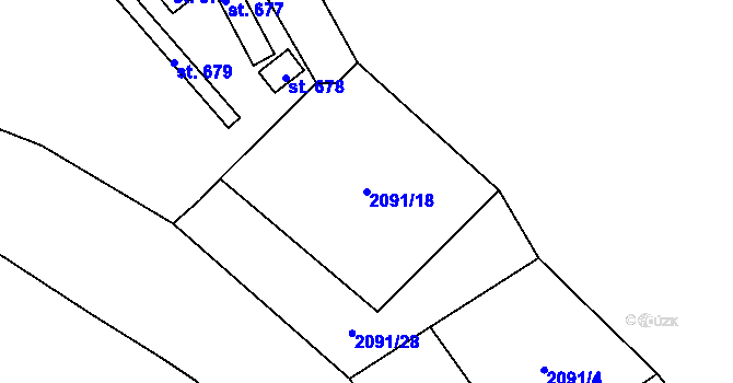 Parcela st. 2091/18 v KÚ Luleč, Katastrální mapa