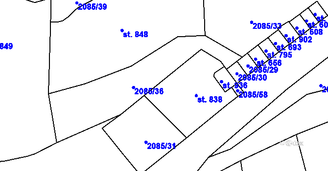 Parcela st. 2085/32 v KÚ Luleč, Katastrální mapa