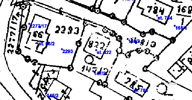 Parcela st. 822 v KÚ Luleč, Katastrální mapa