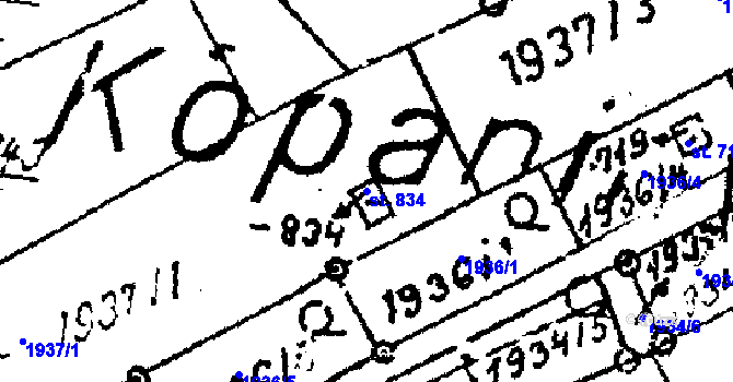 Parcela st. 834 v KÚ Luleč, Katastrální mapa