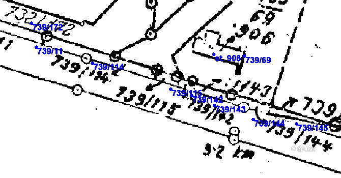 Parcela st. 739/115 v KÚ Luleč, Katastrální mapa