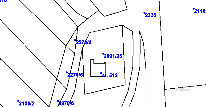Parcela st. 2091/23 v KÚ Luleč, Katastrální mapa