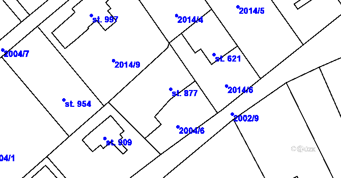 Parcela st. 877 v KÚ Luleč, Katastrální mapa